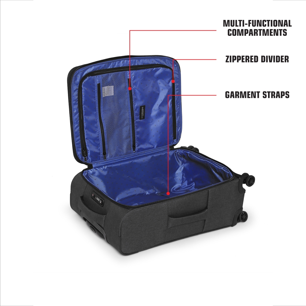 SWISSBRAND Utah Soft Cabin Dark Grey Luggage Trolley